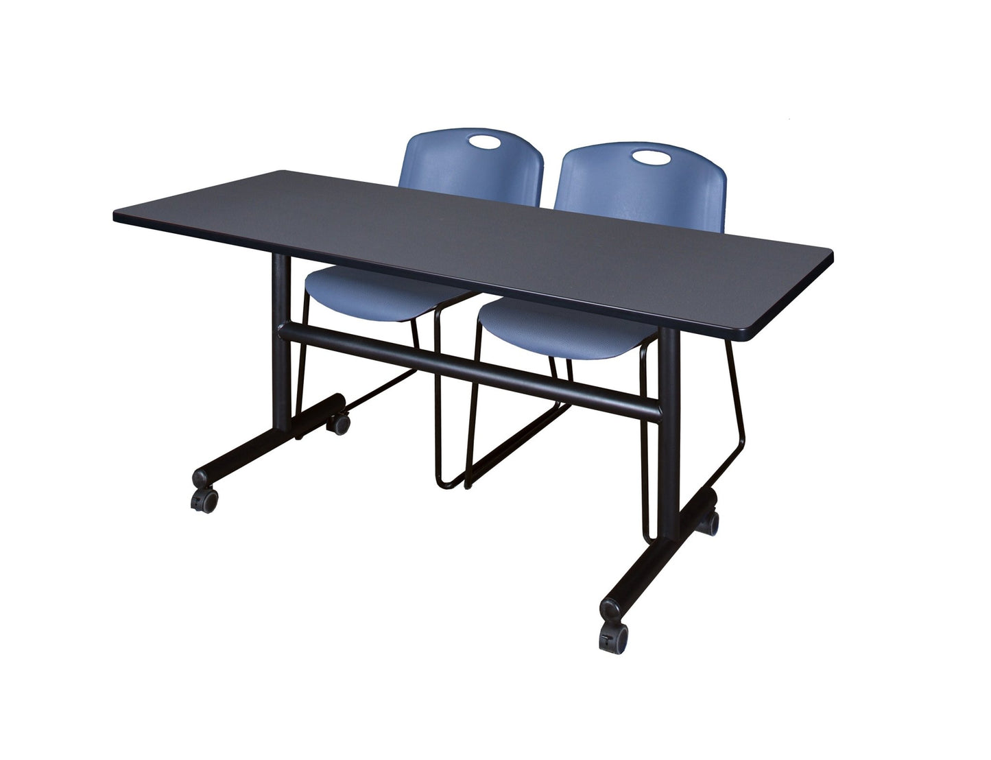 Regency Kobe Flip - Top Training Table & 2 Zeng Stack Chairs 60"W x 24"D x 29"H (REG - MKFT6024 - ZNG) - SchoolOutlet