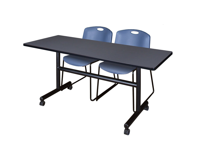 Regency Kobe Flip - Top Training Table & 2 Zeng Stack Chairs 60"W x 24"D x 29"H (REG - MKFT6024 - ZNG) - SchoolOutlet
