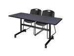 Regency Kobe Flip - Top Training Table & 2 Zeng Stack Chairs 60