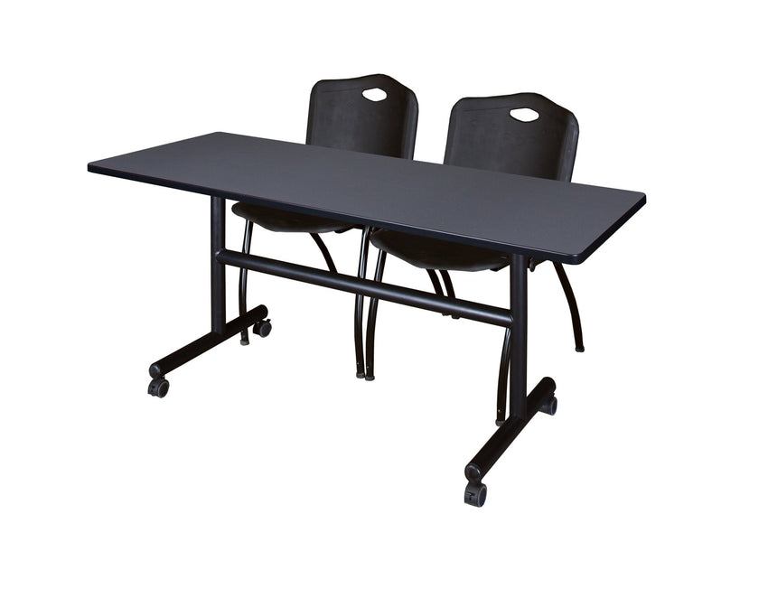 Regency Kobe Flip - Top Training Table & 2 M Stack Chairs 60"W x 24"D x 29"H (REG - MKFT6024 - 2M) - SchoolOutlet