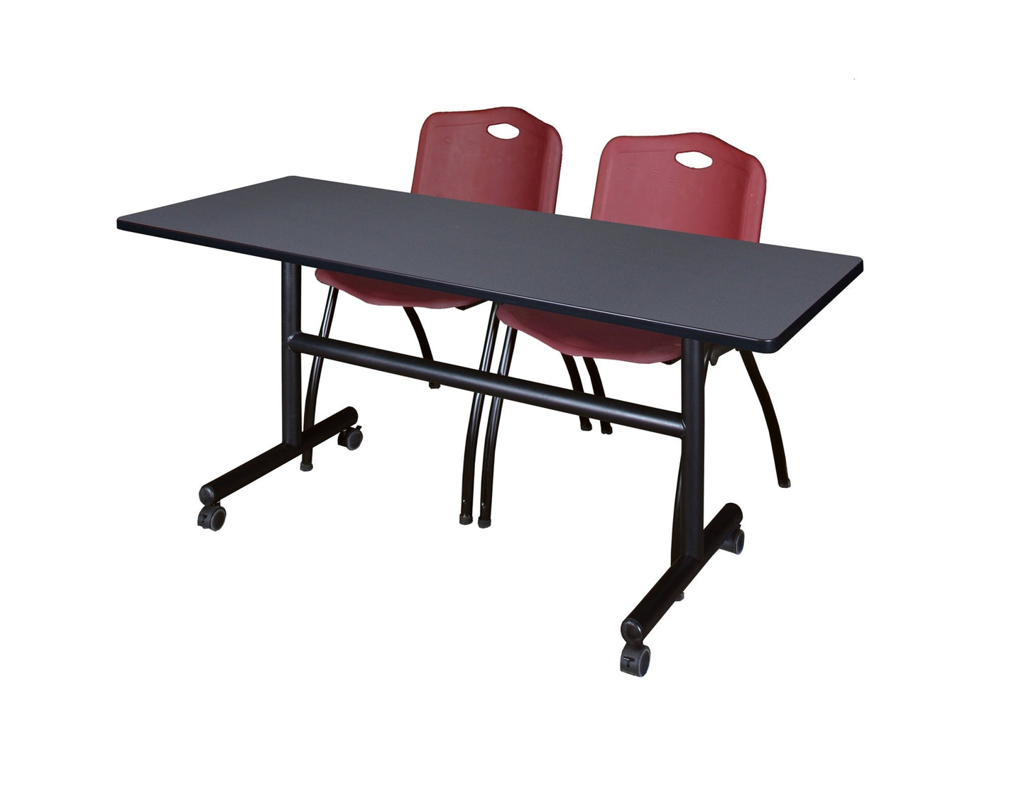 Regency Kobe Flip - Top Training Table & 2 M Stack Chairs 60"W x 24"D x 29"H (REG - MKFT6024 - 2M) - SchoolOutlet