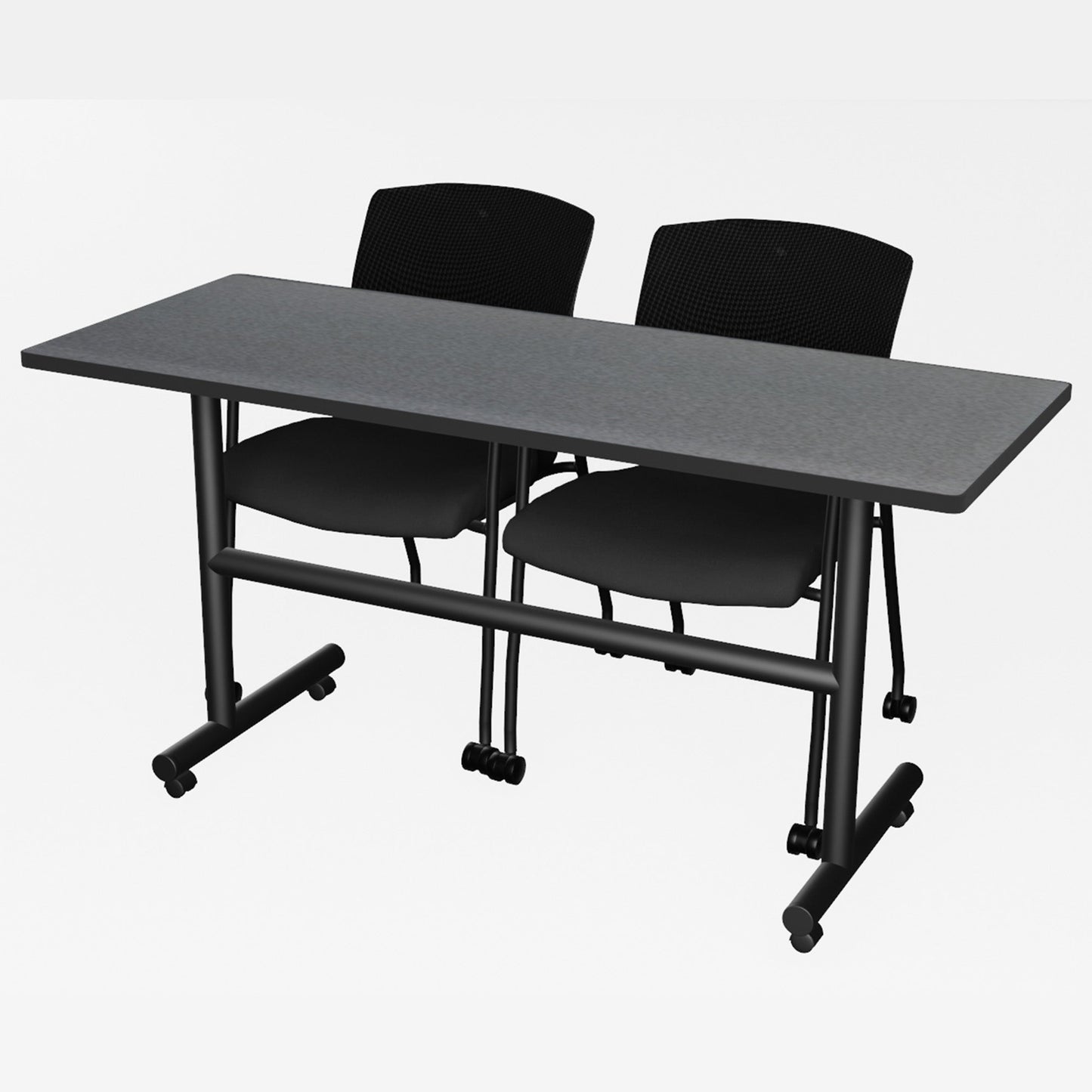 Regency Kobe Flip - Top Training Table & 2 Knight Mesh Chairs 60"W x 24"D x 29"H (REG - MKFT6024 - KNM) - SchoolOutlet