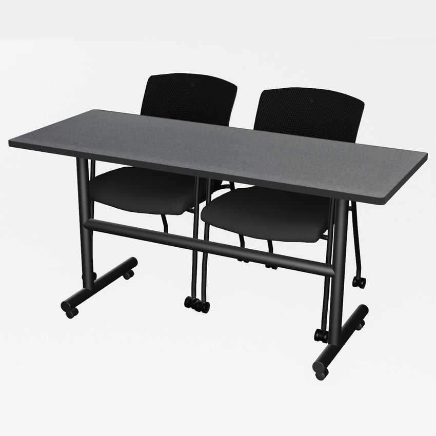 Regency Kobe Flip - Top Training Table & 2 Knight Mesh Chairs 60"W x 24"D x 29"H (REG - MKFT6024 - KNM) - SchoolOutlet