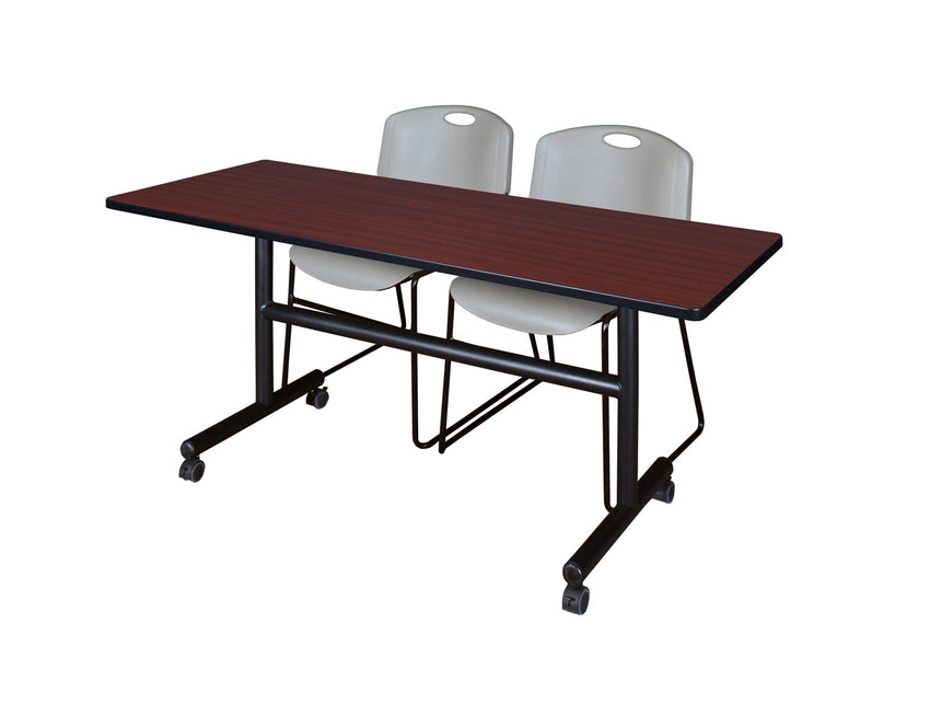 Regency Kobe Flip - Top Training Table & 2 Zeng Stack Chairs 60"W x 24"D x 29"H (REG - MKFT6024 - ZNG) - SchoolOutlet
