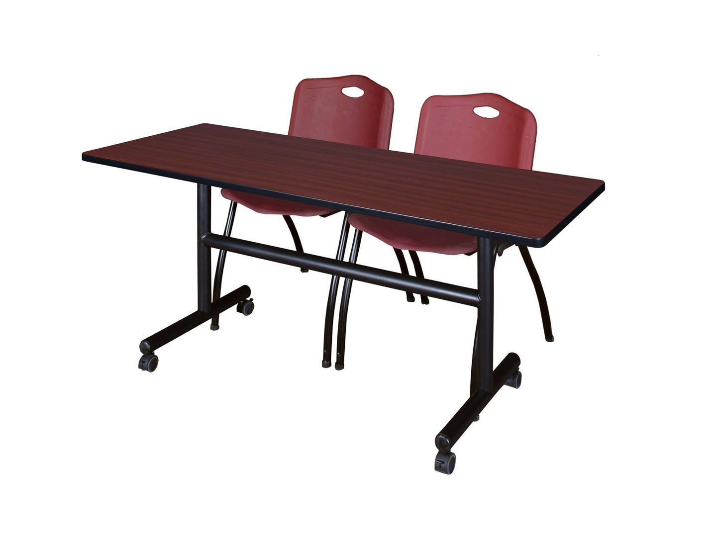 Regency Kobe Flip - Top Training Table & 2 M Stack Chairs 60"W x 24"D x 29"H (REG - MKFT6024 - 2M) - SchoolOutlet
