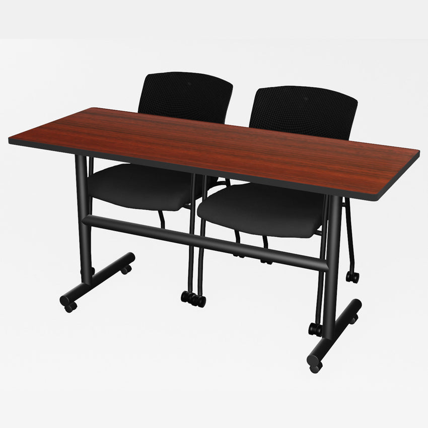Regency Kobe Flip - Top Training Table & 2 Knight Mesh Chairs 60"W x 24"D x 29"H (REG - MKFT6024 - KNM) - SchoolOutlet