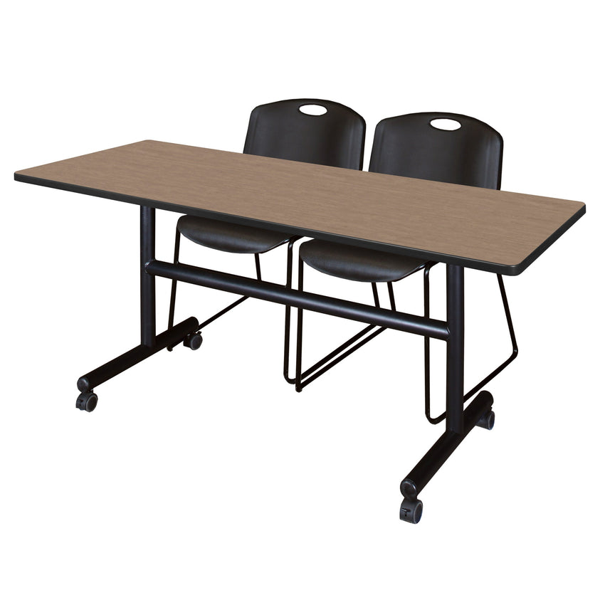 Regency Kobe Flip - Top Training Table & 2 Zeng Stack Chairs 60"W x 24"D x 29"H (REG - MKFT6024 - ZNG) - SchoolOutlet