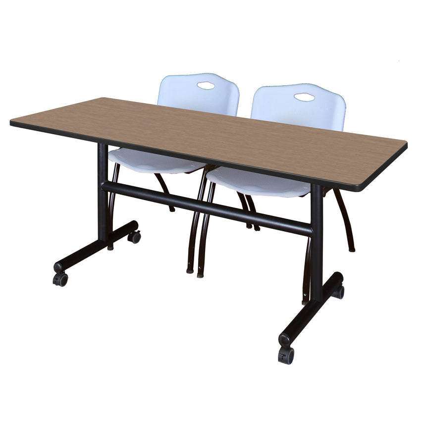 Regency Kobe Flip - Top Training Table & 2 M Stack Chairs 60"W x 24"D x 29"H (REG - MKFT6024 - 2M) - SchoolOutlet