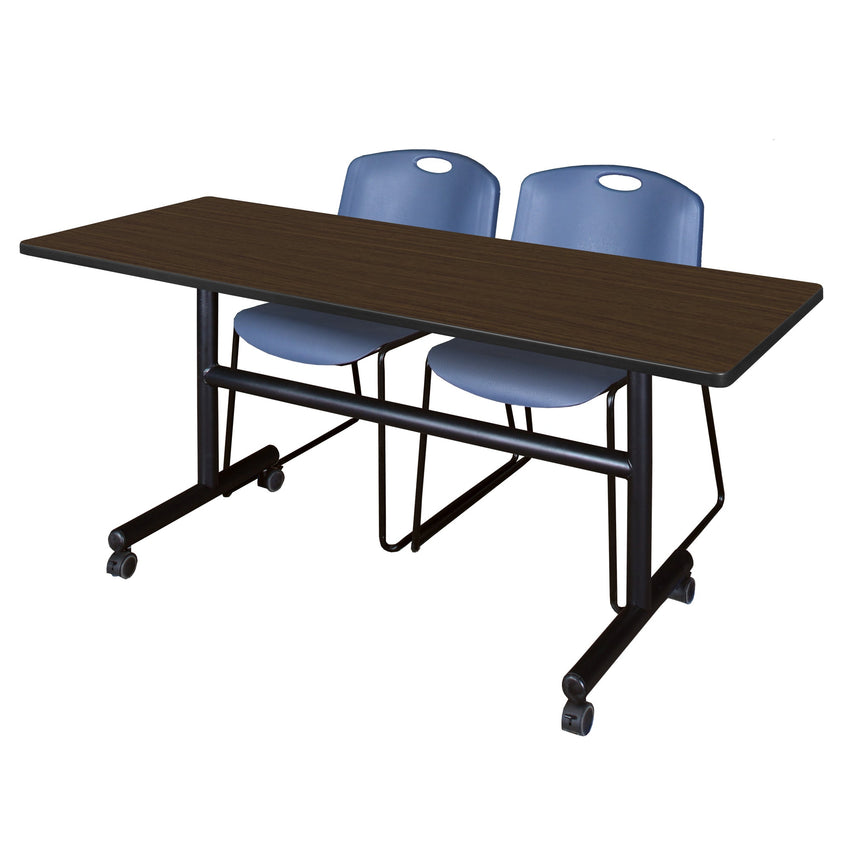 Regency Kobe Flip - Top Training Table & 2 Zeng Stack Chairs 60"W x 24"D x 29"H (REG - MKFT6024 - ZNG) - SchoolOutlet