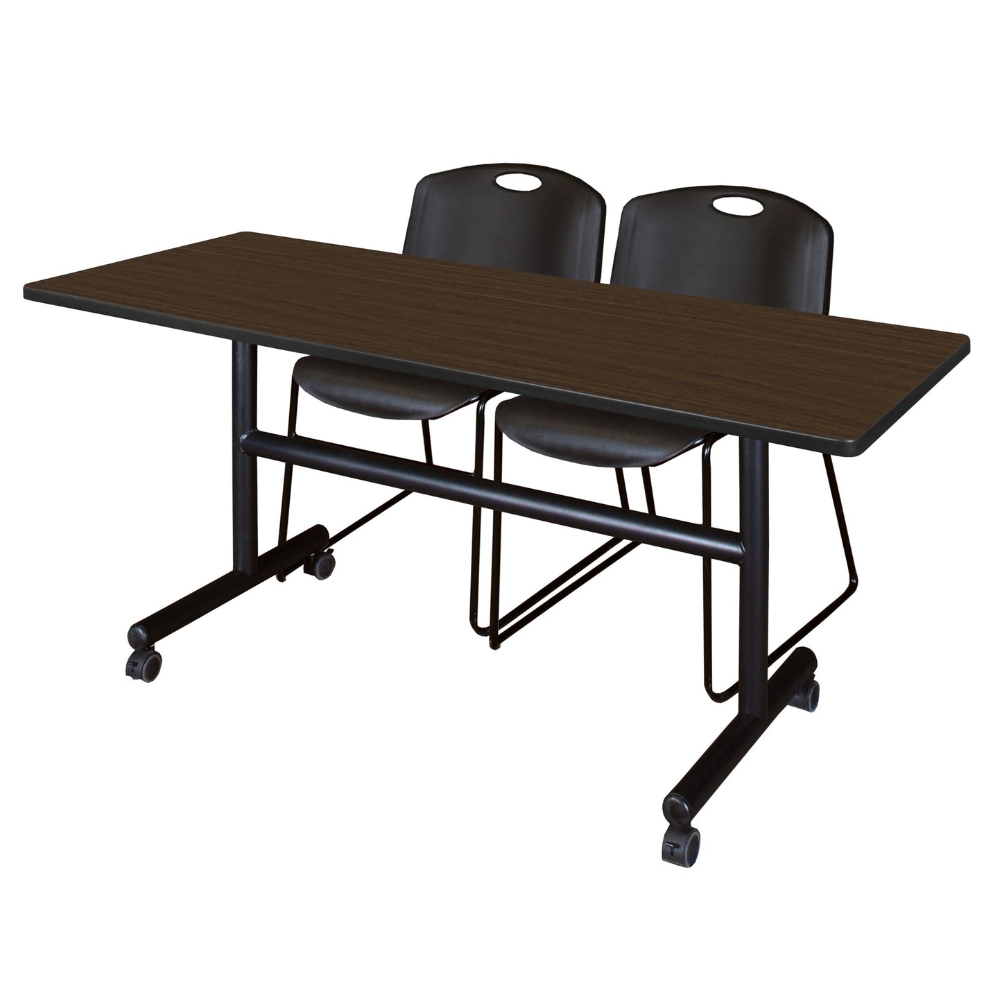 Regency Kobe Flip - Top Training Table & 2 Zeng Stack Chairs 60"W x 24"D x 29"H (REG - MKFT6024 - ZNG) - SchoolOutlet