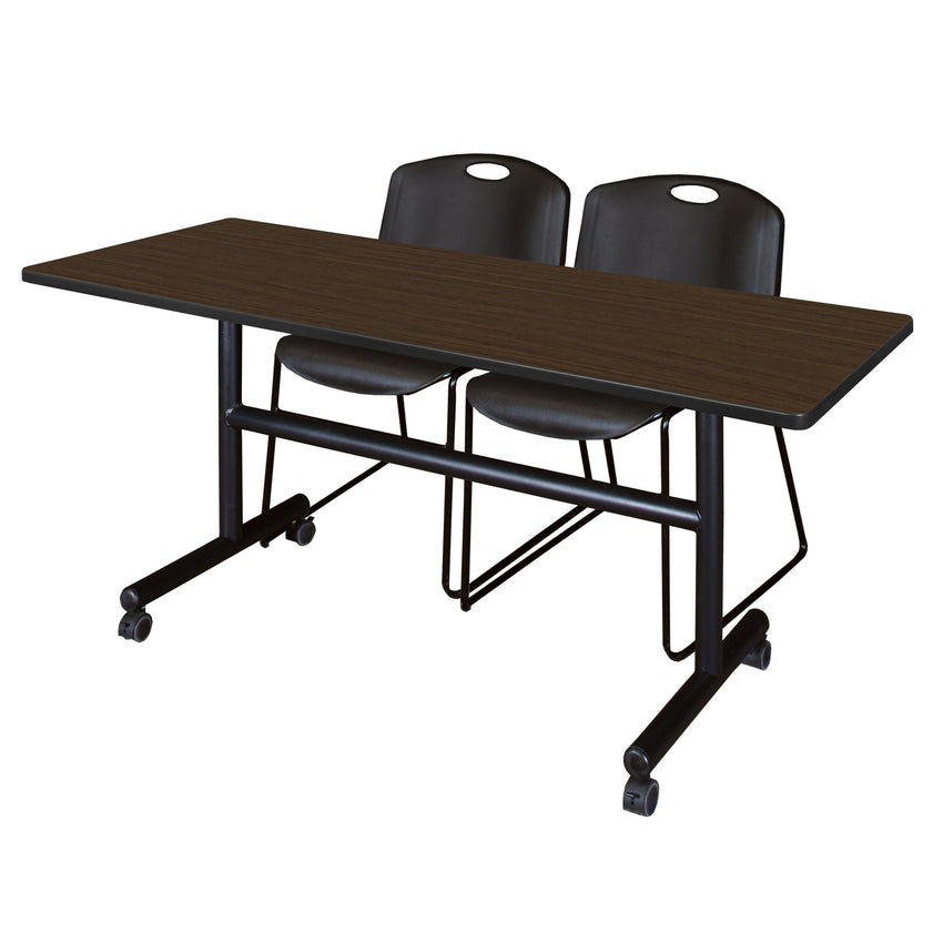 Regency Kobe Flip - Top Training Table & 2 Zeng Stack Chairs 60"W x 24"D x 29"H (REG - MKFT6024 - ZNG) - SchoolOutlet