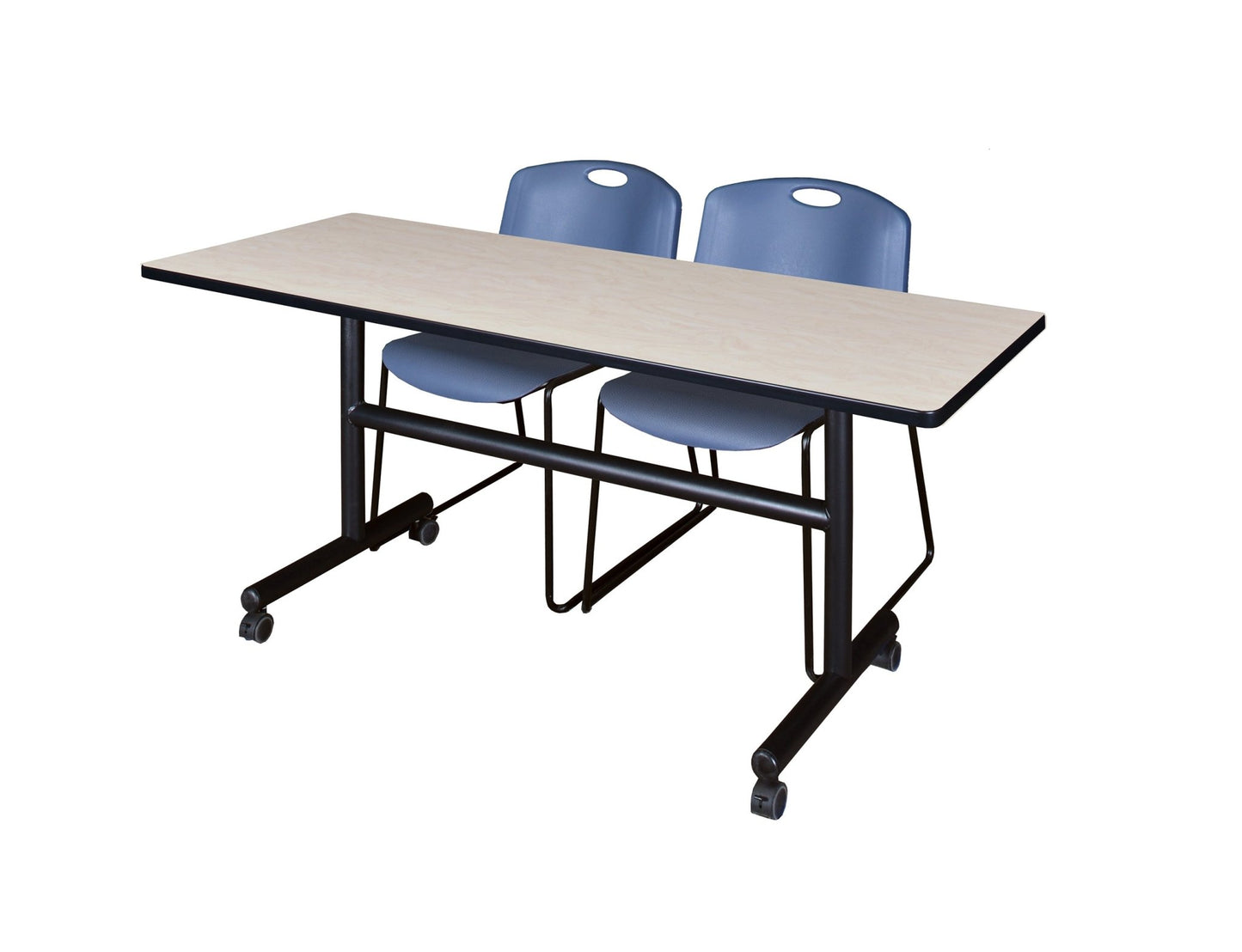 Regency Kobe Flip - Top Training Table & 2 Zeng Stack Chairs 60"W x 24"D x 29"H (REG - MKFT6024 - ZNG) - SchoolOutlet