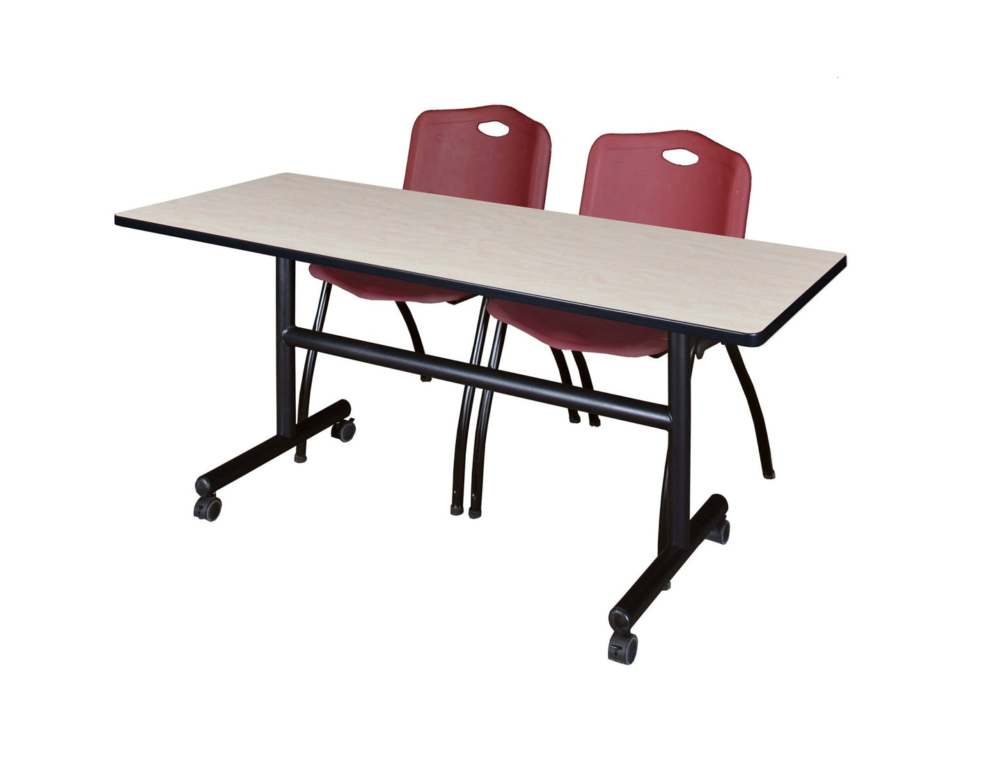 Regency Kobe Flip - Top Training Table & 2 M Stack Chairs 60"W x 24"D x 29"H (REG - MKFT6024 - 2M) - SchoolOutlet