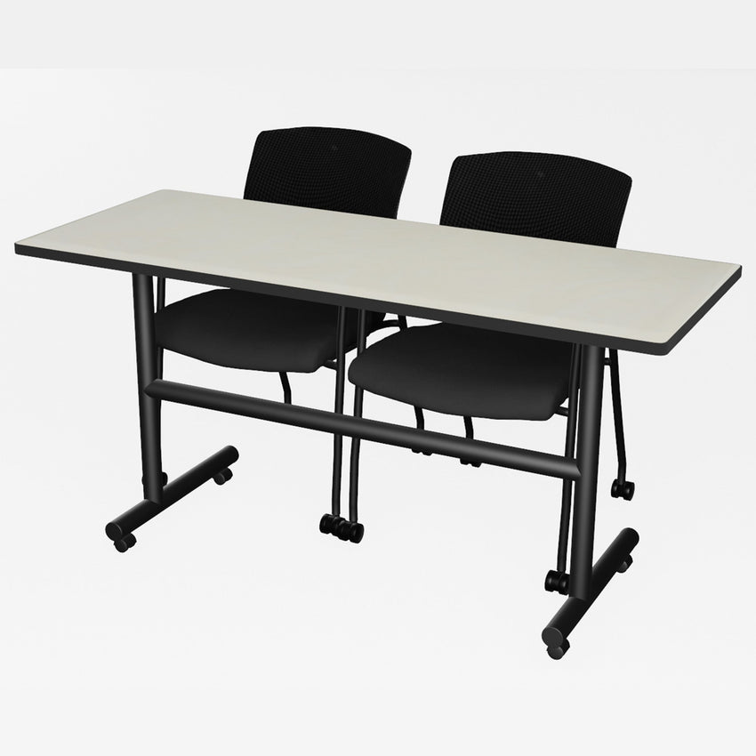 Regency Kobe Flip - Top Training Table & 2 Knight Mesh Chairs 60"W x 24"D x 29"H (REG - MKFT6024 - KNM) - SchoolOutlet