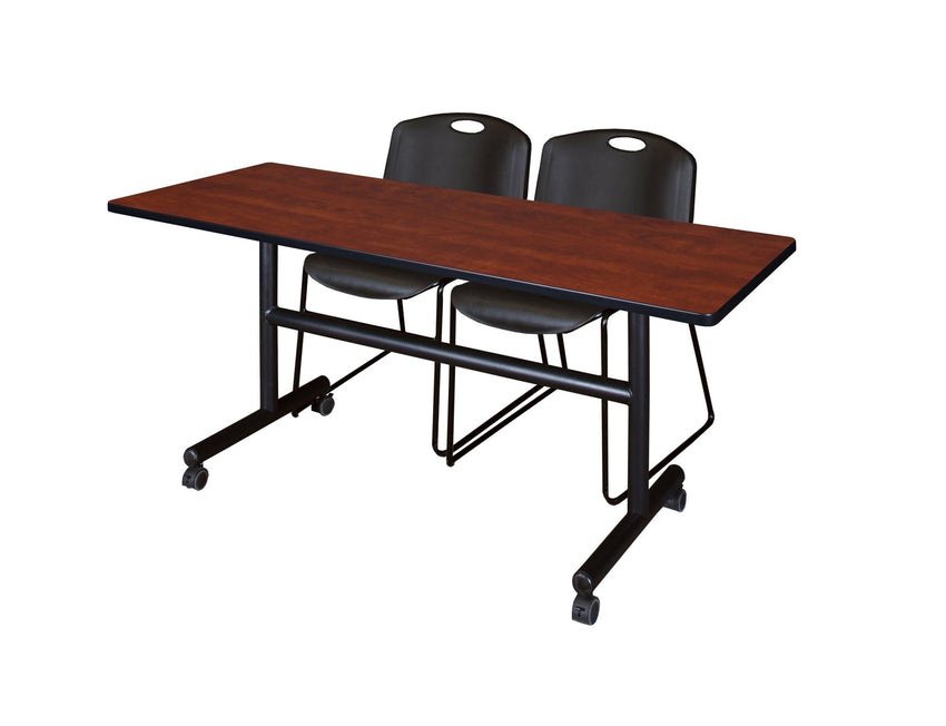 Regency Kobe Flip - Top Training Table & 2 Zeng Stack Chairs 60"W x 30"D x 29"H (REG - MKFT6030 - ZEG) - SchoolOutlet