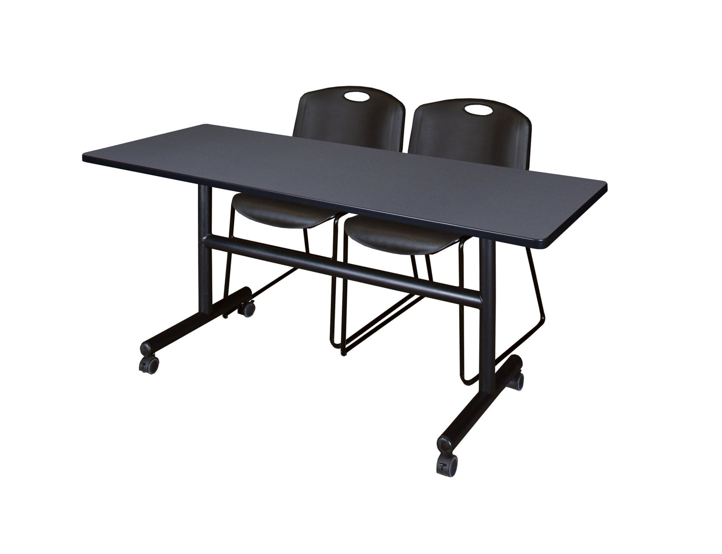 Regency Kobe Flip - Top Training Table & 2 Zeng Stack Chairs 60"W x 30"D x 29"H (REG - MKFT6030 - ZEG) - SchoolOutlet