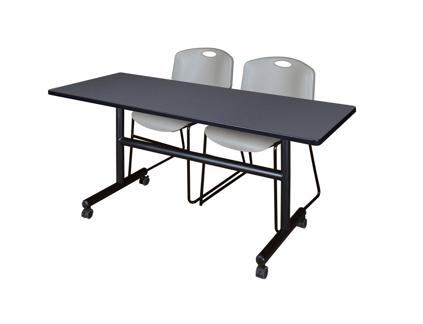 Regency Kobe Flip - Top Training Table & 2 Zeng Stack Chairs 60"W x 30"D x 29"H (REG - MKFT6030 - ZEG) - SchoolOutlet