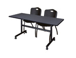 Regency Kobe Flip - Top Training Table & 2 M Stack Chairs Set 60