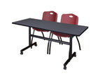 Regency Kobe Flip - Top Training Table & 2 M Stack Chairs Set 60