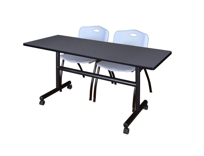 Regency Kobe Flip - Top Training Table & 2 M Stack Chairs Set 60"W x 30"D x 29"H (REG - MKFT6030 - 2M) - SchoolOutlet