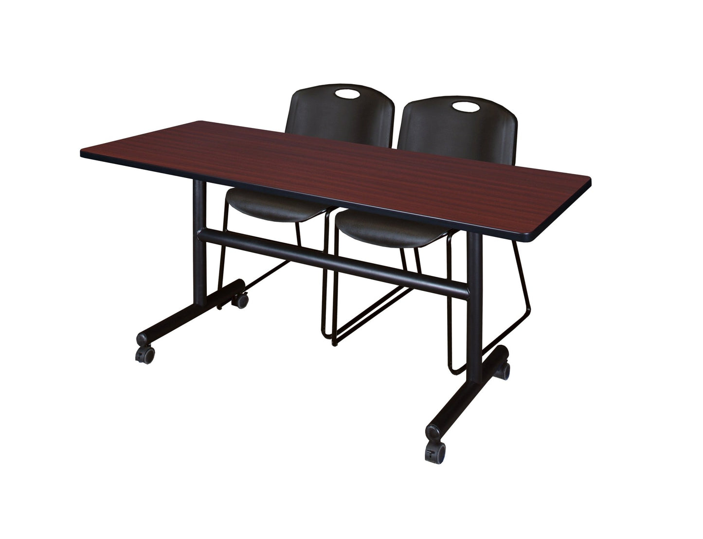 Regency Kobe Flip - Top Training Table & 2 Zeng Stack Chairs 60"W x 30"D x 29"H (REG - MKFT6030 - ZEG) - SchoolOutlet