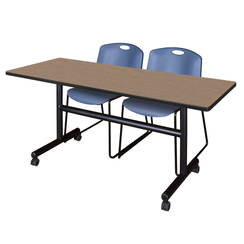 Regency Kobe Flip - Top Training Table & 2 Zeng Stack Chairs 60"W x 30"D x 29"H (REG - MKFT6030 - ZEG) - SchoolOutlet