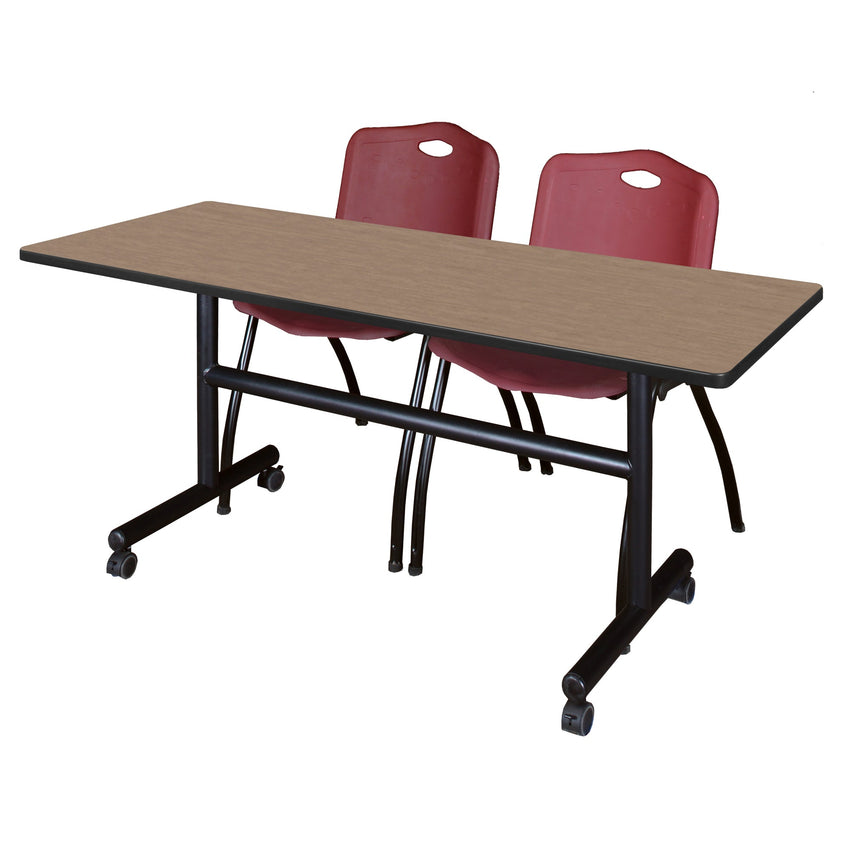 Regency Kobe Flip - Top Training Table & 2 M Stack Chairs Set 60"W x 30"D x 29"H (REG - MKFT6030 - 2M) - SchoolOutlet