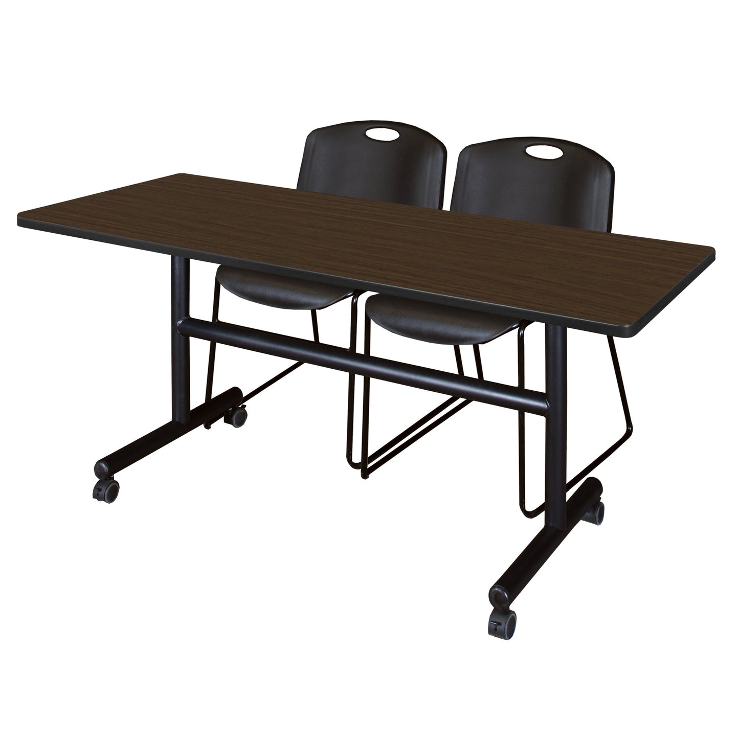 Regency Kobe Flip - Top Training Table & 2 Zeng Stack Chairs 60"W x 30"D x 29"H (REG - MKFT6030 - ZEG) - SchoolOutlet