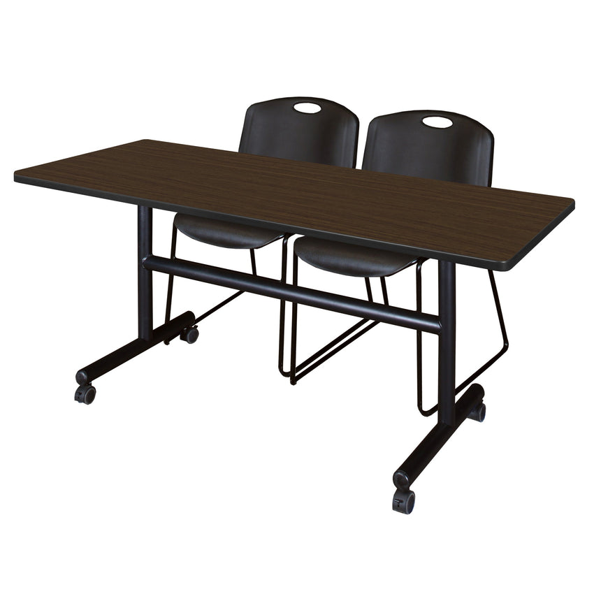 Regency Kobe Flip - Top Training Table & 2 Zeng Stack Chairs 60"W x 30"D x 29"H (REG - MKFT6030 - ZEG) - SchoolOutlet