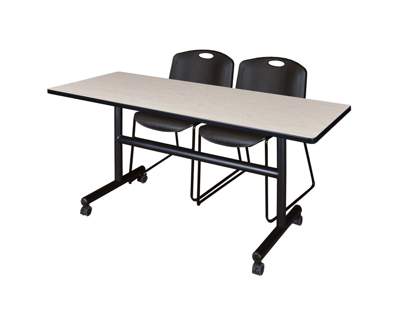Regency Kobe Flip - Top Training Table & 2 Zeng Stack Chairs 60"W x 30"D x 29"H (REG - MKFT6030 - ZEG) - SchoolOutlet
