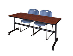 Regency Kobe Flip-Top Training Table & 2 Zeng Stack Chairs 72"W x 24"D x 29"H (REG-MKFT7224-ZNG)