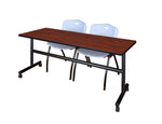 Regency Kobe Flip - Top Training Table & 2 M Stack Chairs Set 72