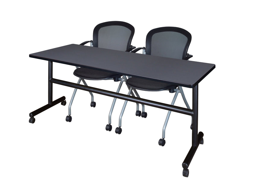 Regency Kobe Flip - Top Training Table & 2 Cadence Nesting Chairs 72"W x 24"D x 29"H (REG - MKFT7224 - CAD) - SchoolOutlet