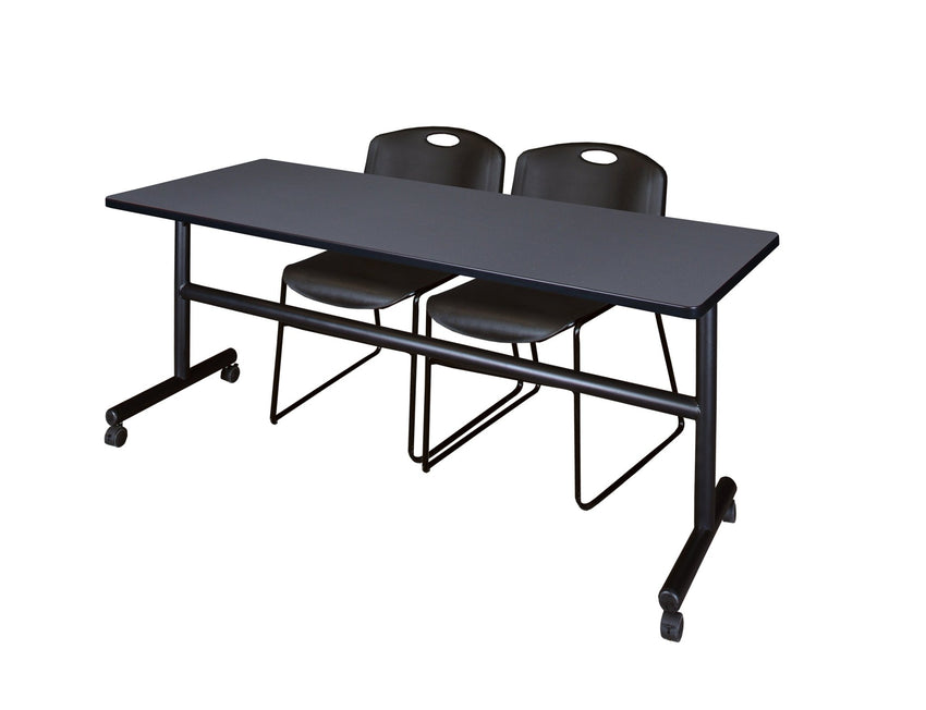 Regency Kobe Flip - Top Training Table & 2 Zeng Stack Chairs 72"W x 24"D x 29"H (REG - MKFT7224 - ZNG) - SchoolOutlet