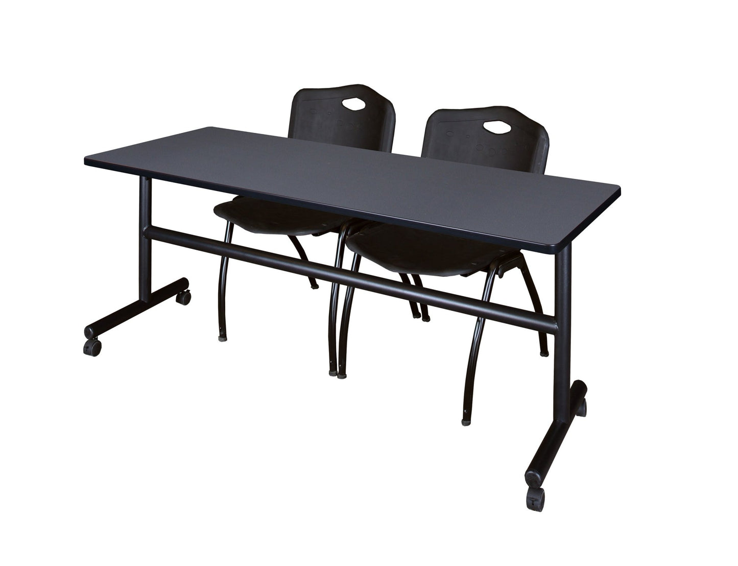 Regency Kobe Flip - Top Training Table & 2 M Stack Chairs Set 72"W x 24"D x 29"H (REG - MKFT7224 - 2M) - SchoolOutlet