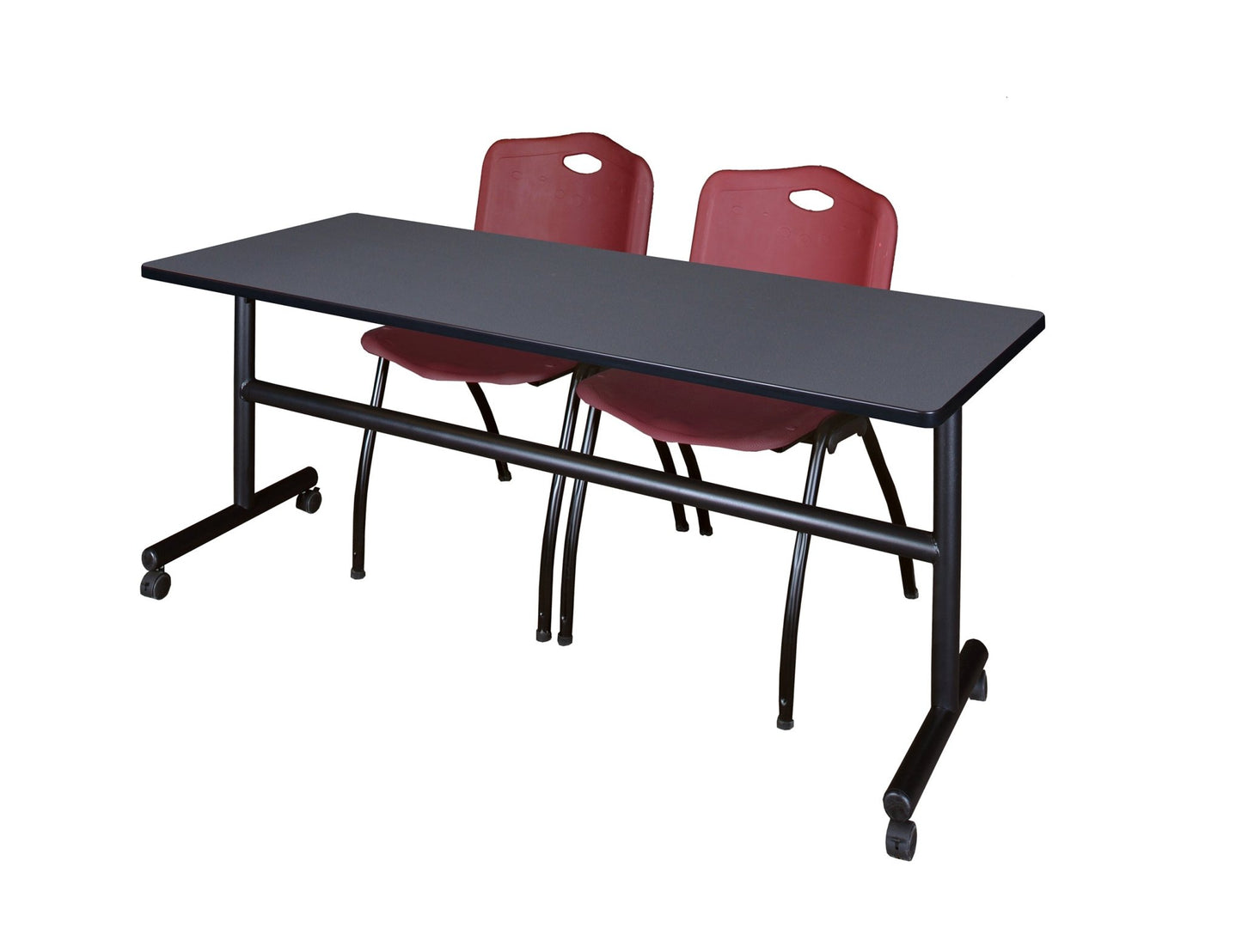 Regency Kobe Flip - Top Training Table & 2 M Stack Chairs Set 72"W x 24"D x 29"H (REG - MKFT7224 - 2M) - SchoolOutlet