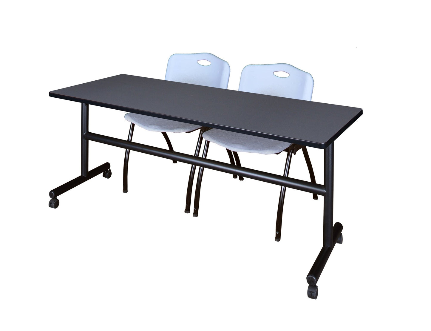Regency Kobe Flip - Top Training Table & 2 M Stack Chairs Set 72"W x 24"D x 29"H (REG - MKFT7224 - 2M) - SchoolOutlet