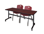 Regency Kobe Flip - Top Training Table & 2 M Stack Chairs Set 72