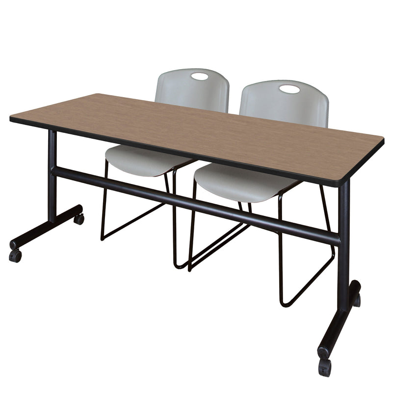 Regency Kobe Flip - Top Training Table & 2 Zeng Stack Chairs 72"W x 24"D x 29"H (REG - MKFT7224 - ZNG) - SchoolOutlet