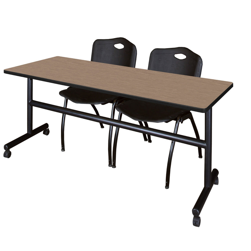 Regency Kobe Flip - Top Training Table & 2 M Stack Chairs Set 72"W x 24"D x 29"H (REG - MKFT7224 - 2M) - SchoolOutlet
