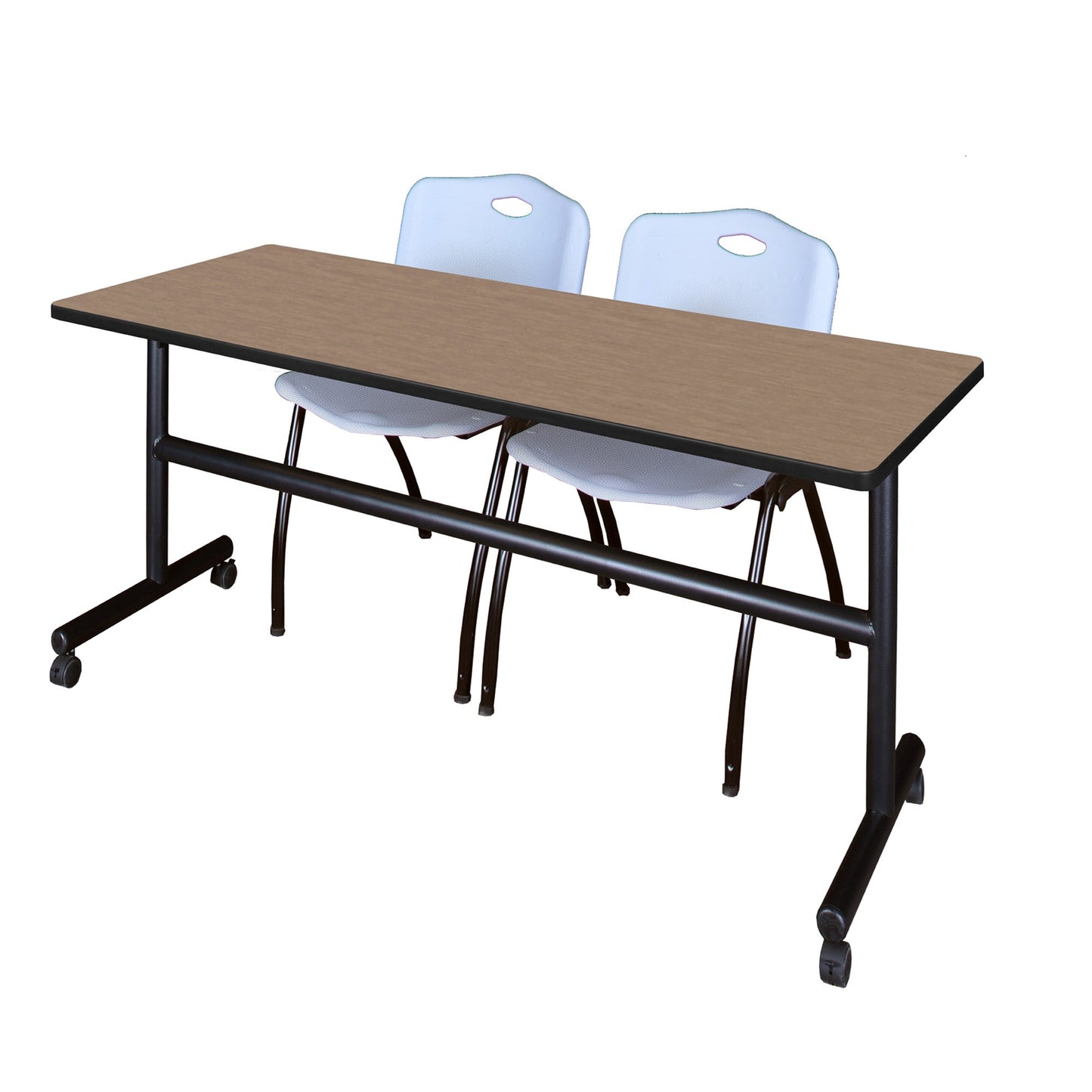 Regency Kobe Flip - Top Training Table & 2 M Stack Chairs Set 72"W x 24"D x 29"H (REG - MKFT7224 - 2M) - SchoolOutlet