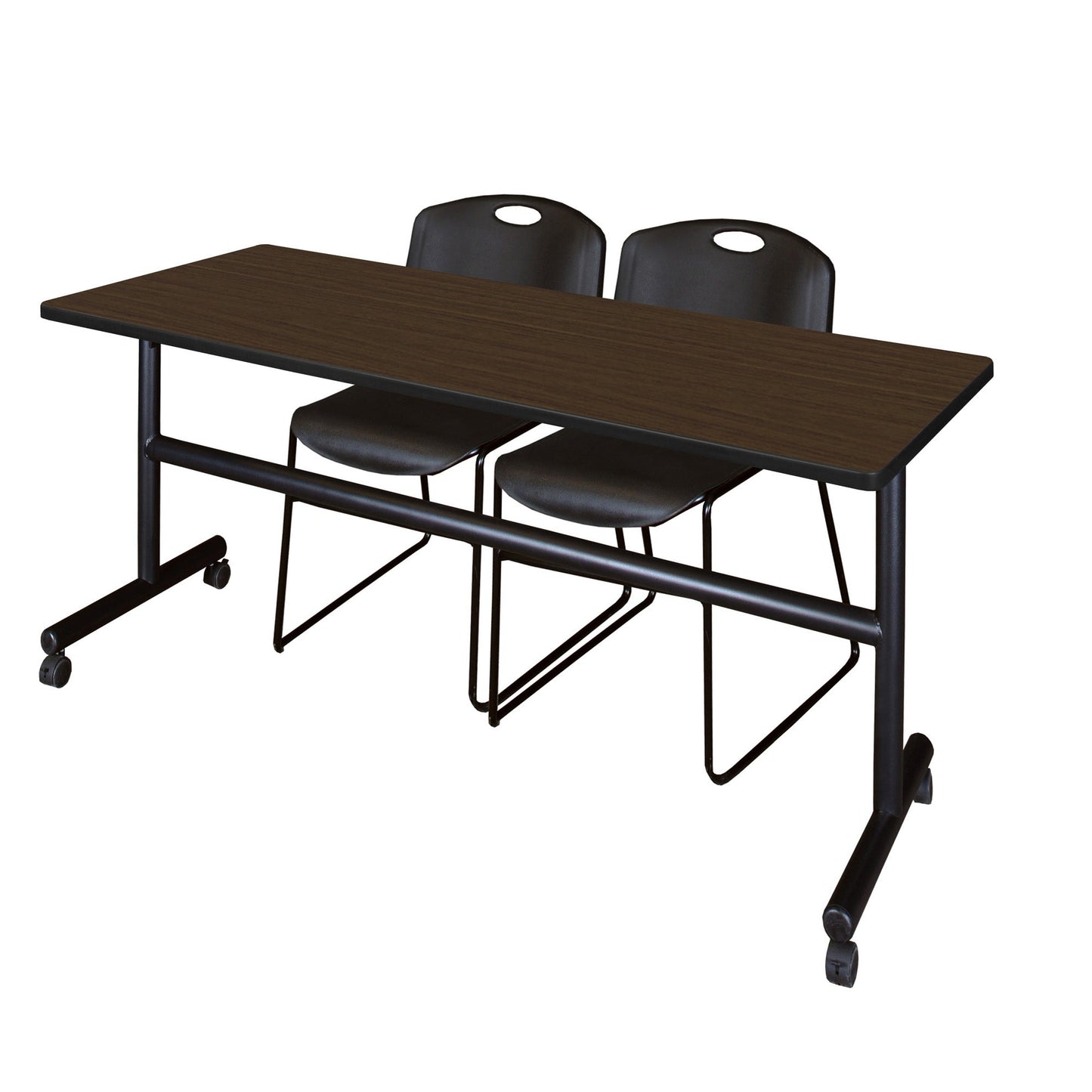 Regency Kobe Flip - Top Training Table & 2 Zeng Stack Chairs 72"W x 24"D x 29"H (REG - MKFT7224 - ZNG) - SchoolOutlet