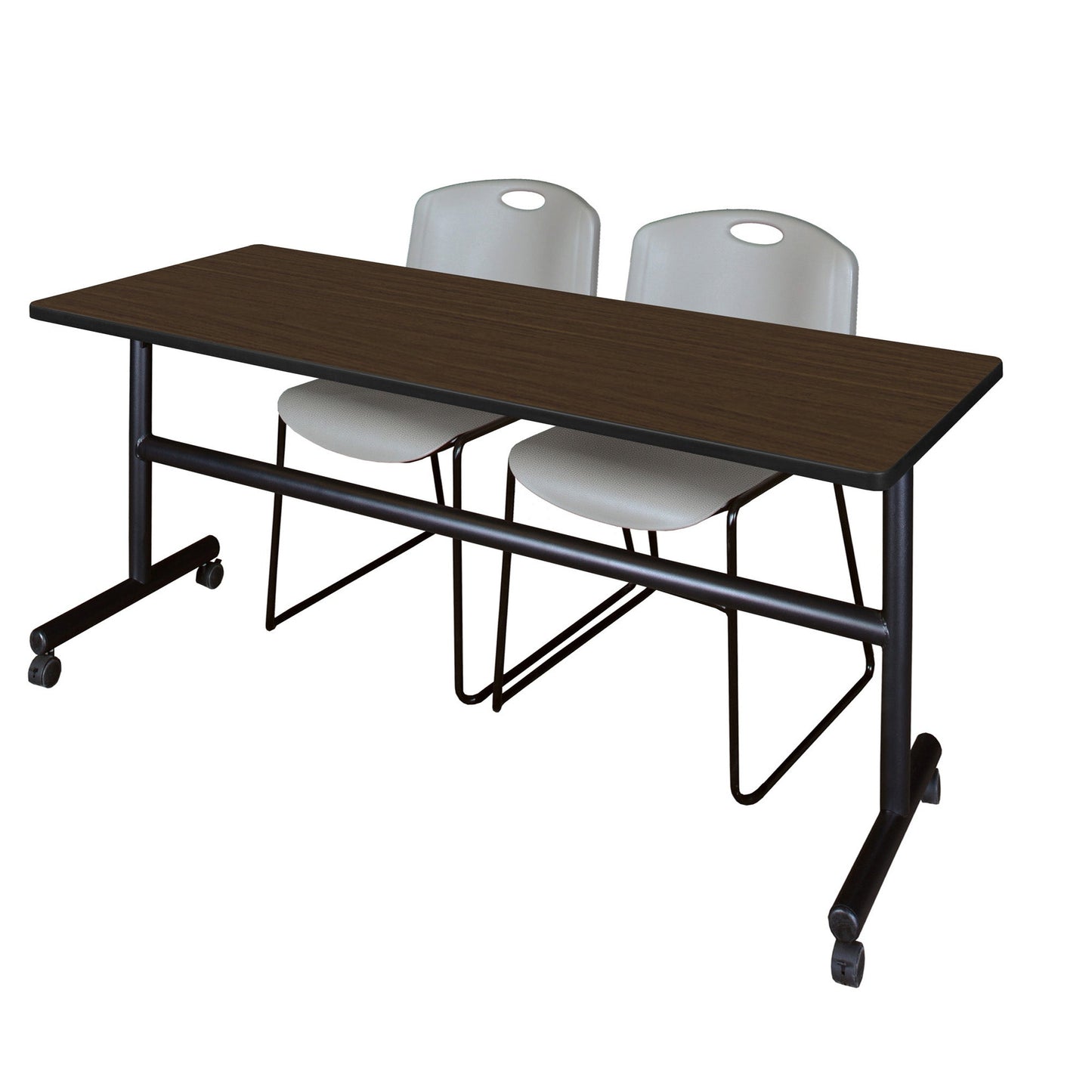 Regency Kobe Flip - Top Training Table & 2 Zeng Stack Chairs 72"W x 24"D x 29"H (REG - MKFT7224 - ZNG) - SchoolOutlet