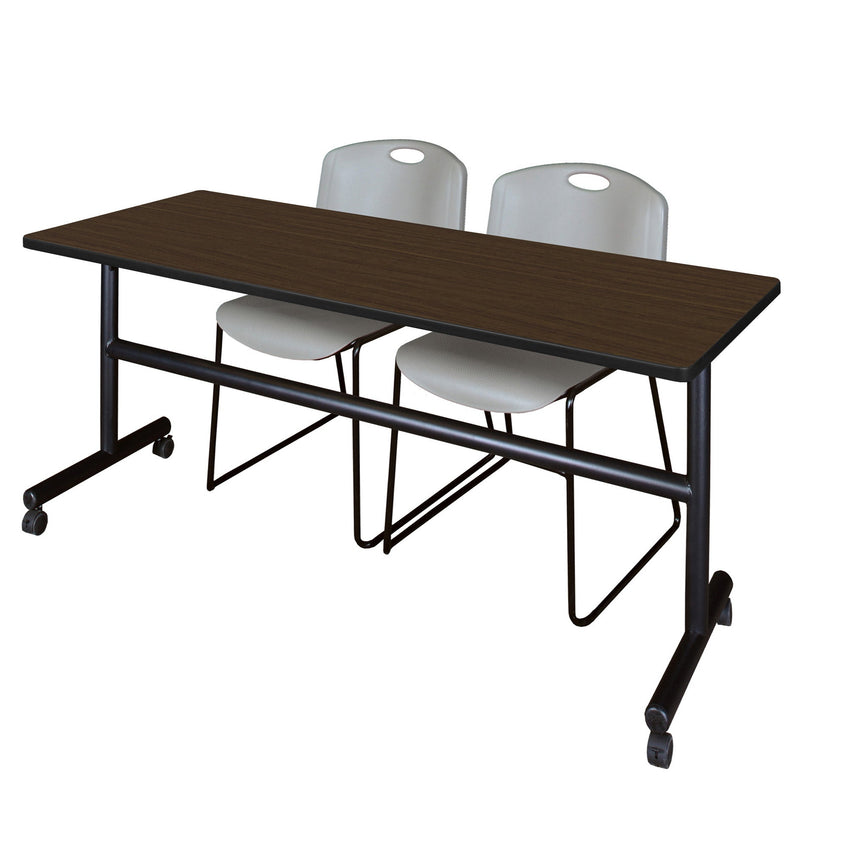 Regency Kobe Flip - Top Training Table & 2 Zeng Stack Chairs 72"W x 24"D x 29"H (REG - MKFT7224 - ZNG) - SchoolOutlet