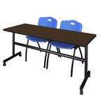 Regency Kobe Flip - Top Training Table & 2 M Stack Chairs Set 72