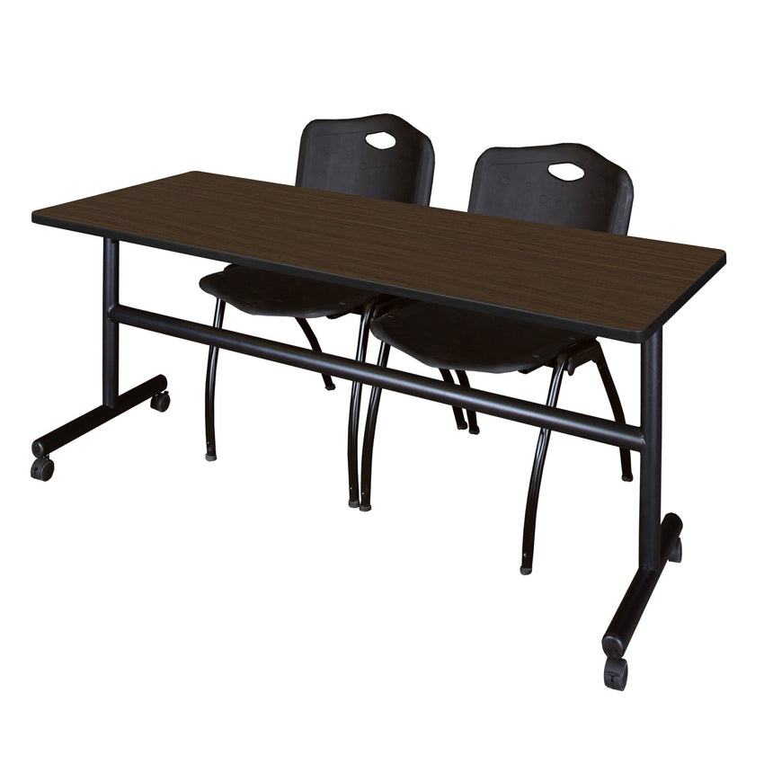 Regency Kobe Flip - Top Training Table & 2 M Stack Chairs Set 72"W x 24"D x 29"H (REG - MKFT7224 - 2M) - SchoolOutlet