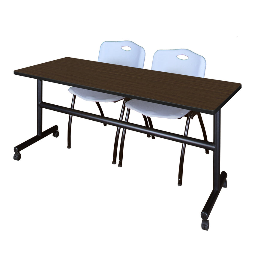 Regency Kobe Flip - Top Training Table & 2 M Stack Chairs Set 72"W x 24"D x 29"H (REG - MKFT7224 - 2M) - SchoolOutlet