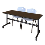 Regency Kobe Flip - Top Training Table & 2 M Stack Chairs Set 72