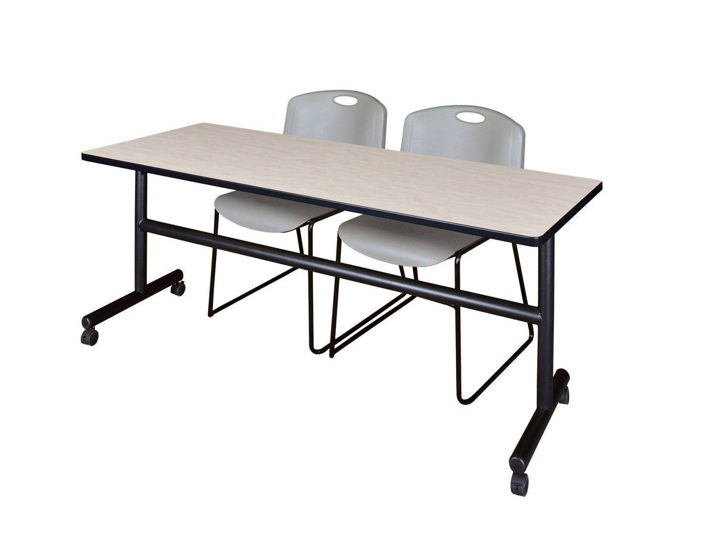 Regency Kobe Flip - Top Training Table & 2 Zeng Stack Chairs 72"W x 24"D x 29"H (REG - MKFT7224 - ZNG) - SchoolOutlet