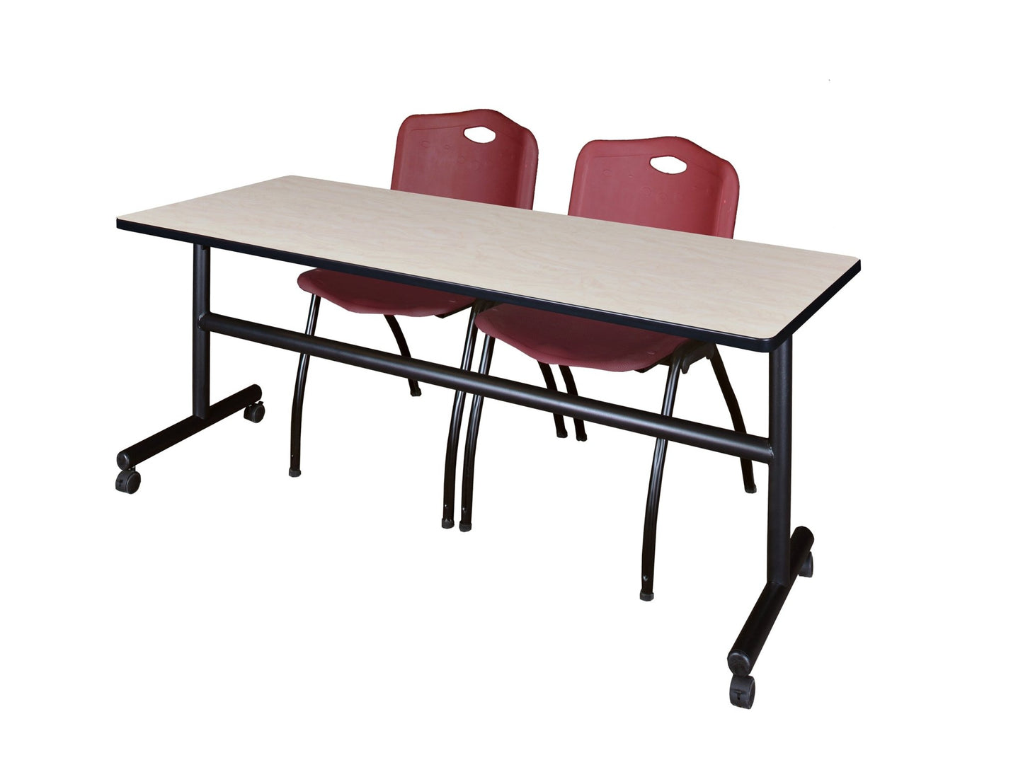 Regency Kobe Flip - Top Training Table & 2 M Stack Chairs Set 72"W x 24"D x 29"H (REG - MKFT7224 - 2M) - SchoolOutlet
